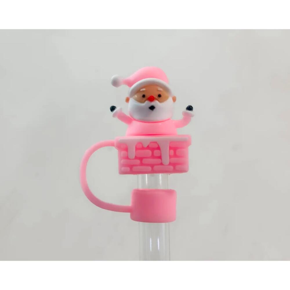 Pink Santa Claus Straw Cover